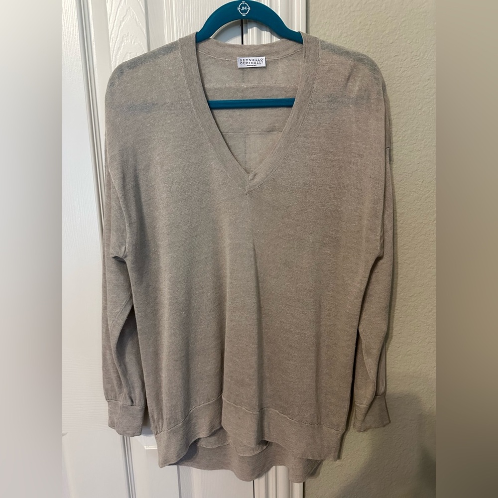 Brunello Cucinelli vneck silk blend sweater size M